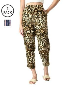 pack of 2 printed pants with elasticated waist