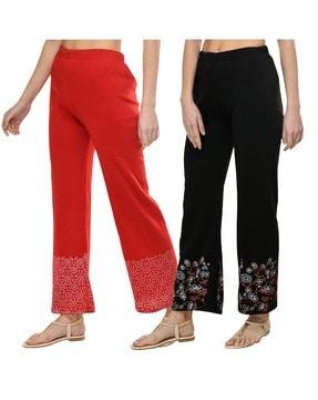 pack of 2 printed relaxed fit palazzos