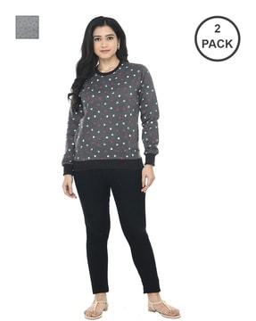 pack of 2 printed round-neck sweatshirts