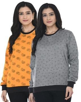 pack of 2 printed round-neck sweatshirts