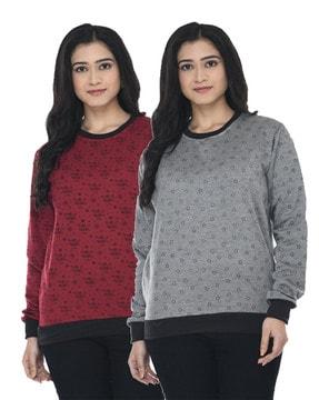 pack of 2 printed round-neck sweatshirts