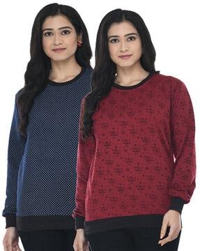 pack of 2 printed round-neck sweatshirts