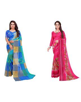 pack of 2 printed saree with blouse piece