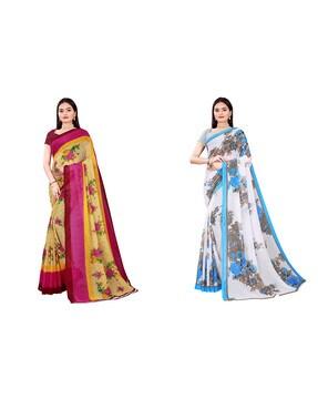 pack of 2 printed sarees with blouse pieces