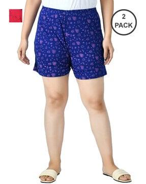 pack of 2 printed shorts with elasticated waist