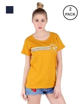 pack of 2 printed slim fit crew-neck t-shirts