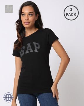 pack of 2 printed slim fit round-neck t-shirt