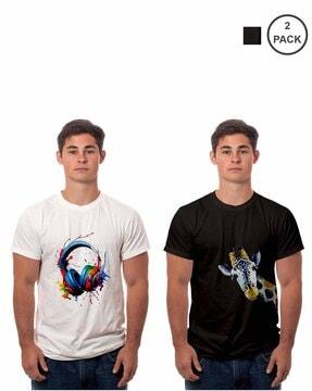 pack of 2 printed slim fit t-shirts