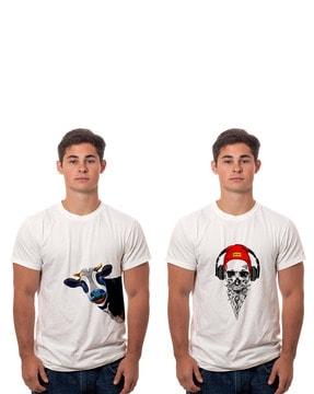 pack of 2 printed slim fit t-shirts