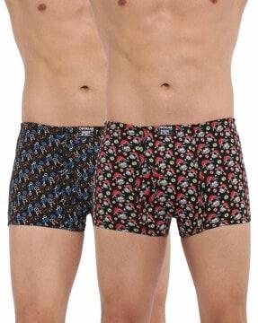 pack of 2 printed trunks with elasticated waistband