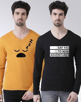 pack of 2 printed v-neck t-shirts