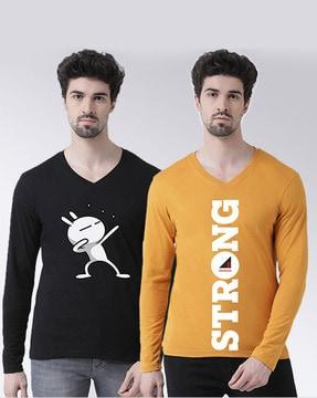 pack of 2 printed v-neck t-shirts