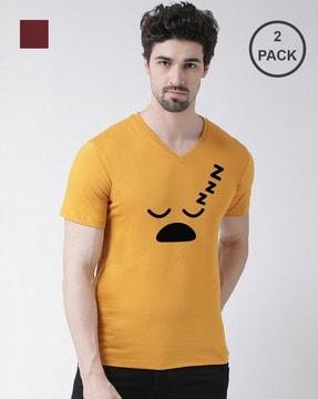 pack of 2 printed v-neck t-shirts