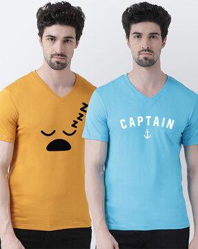 pack of 2 printed v-neck t-shirts