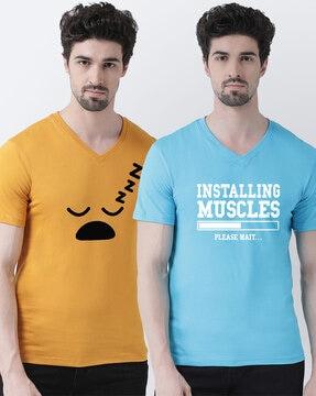 pack of 2 printed v-neck t-shirts