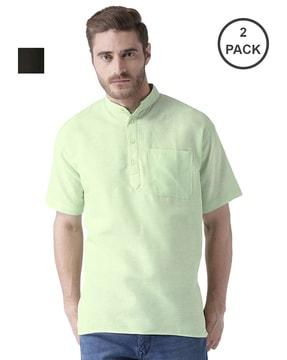 pack of 2 regular fit kurtas with patch pocket