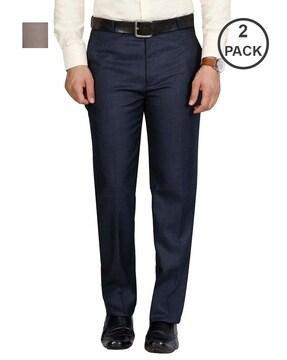 pack of 2 relaxed fit flat front trousers