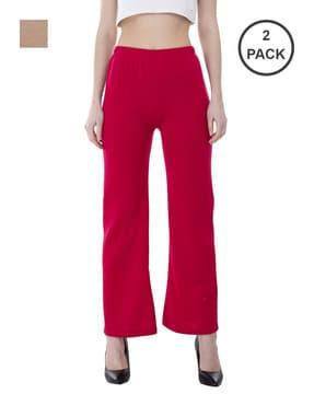 pack of 2 relaxed fit palazzos with elasticated waist