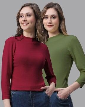 pack of 2 ribbed high-neck tops