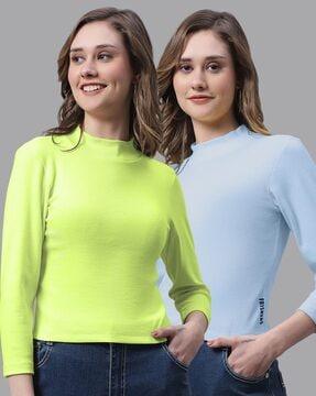 pack of 2 ribbed high-neck tops