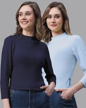 pack of 2 ribbed high-neck tops