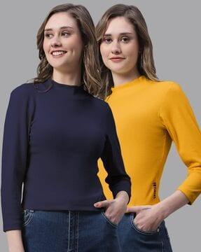 pack of 2 ribbed high-neck tops