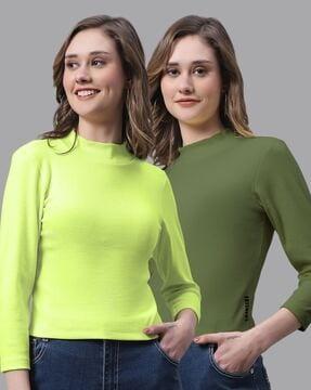 pack of 2 ribbed high-neck tops