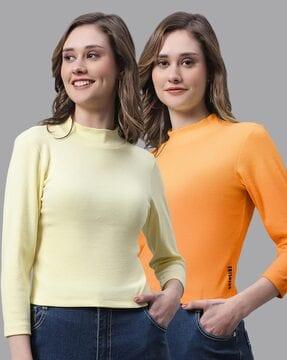 pack of 2 ribbed high-neck tops