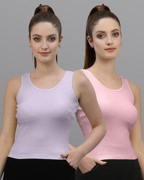 pack of 2 ribbed round-neck tops