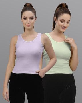 pack of 2 ribbed round-neck tops