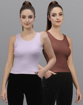 pack of 2 ribbed round-neck tops