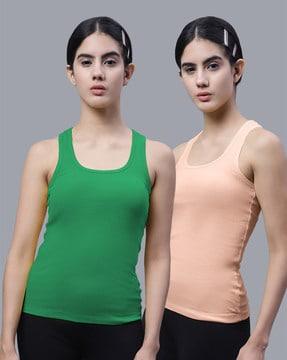 pack of 2 ribbed slim fit tank tops