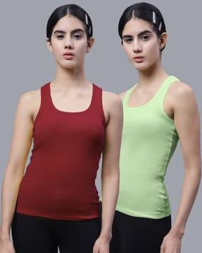 pack of 2 ribbed slim fit tank tops