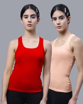pack of 2 ribbed slim fit tank tops