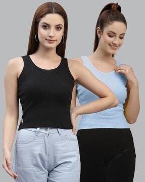 pack of 2 ribbed slim fit tops