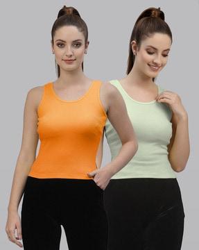 pack of 2 ribbed slim fit tops