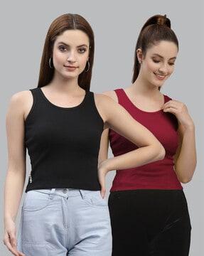 pack of 2 ribbed slim fit tops