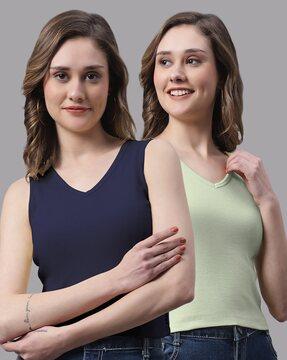 pack of 2 ribbed v-neck top