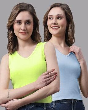 pack of 2 ribbed v-neck top