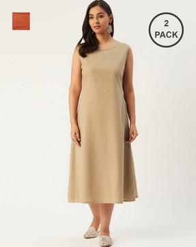 pack of 2 round-neck a-line dresses