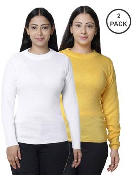 pack of 2 round-neck pullovers with ribbed hems