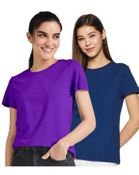 pack of 2 round-neck slim fit tops