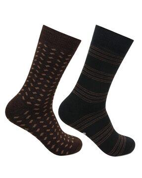 pack of 2 self-design mid-calf length socks