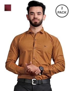 pack of 2 shirt with spread collar