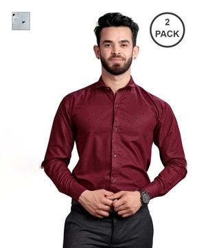 pack of 2 shirt with spread collar