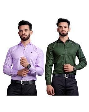 pack of 2 shirts with spread collar