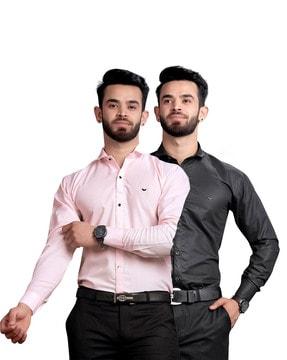 pack of 2 shirts with spread collar