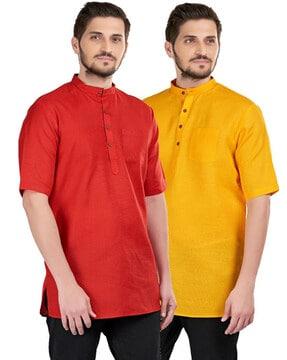 pack of 2 short kurta with patch pocket