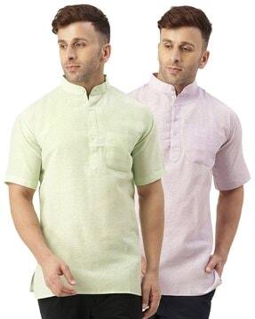 pack of 2 short kurtas with patch pocket