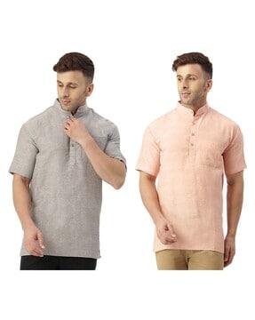 pack of 2 short kurtas with patch pocket